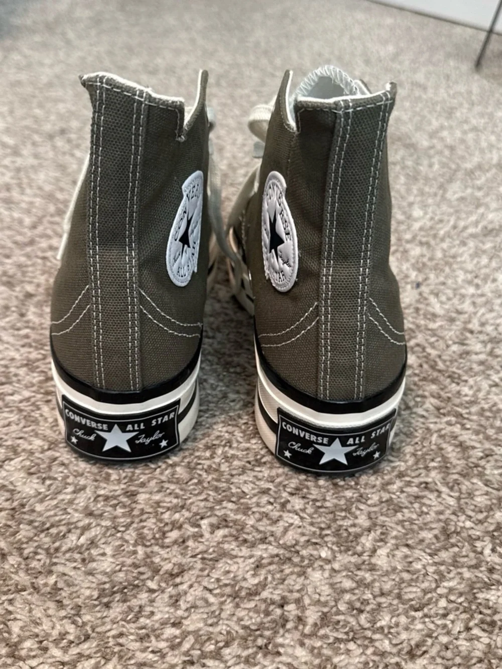 Canvas High-Top Sneakers in Olive with White Accents - women